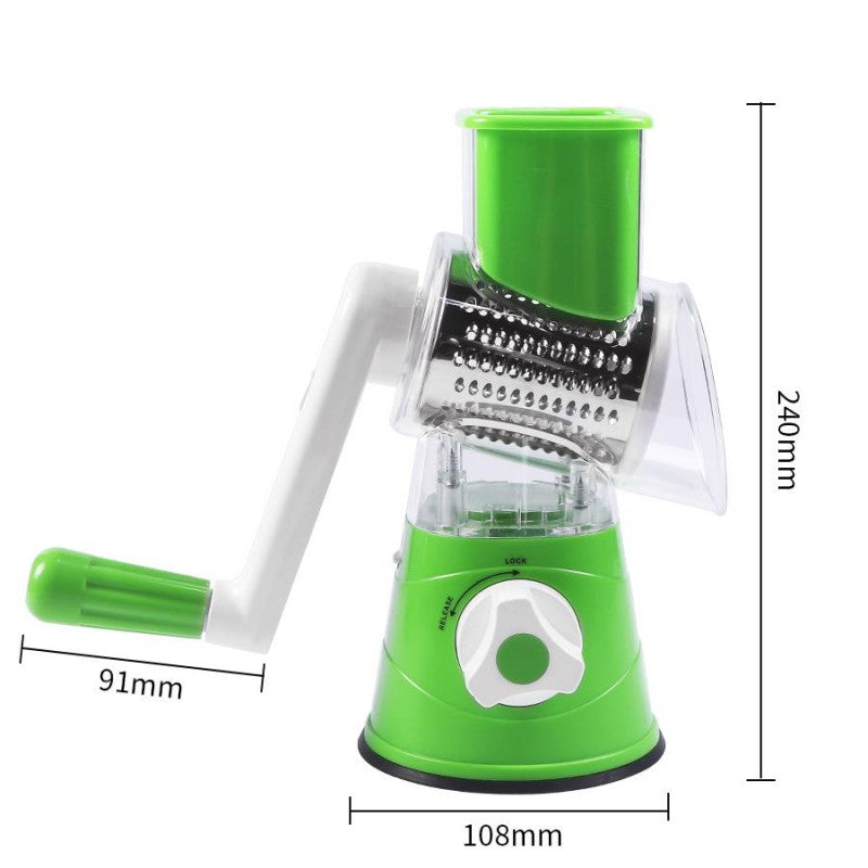 Manual rotary tabletop drum grater green