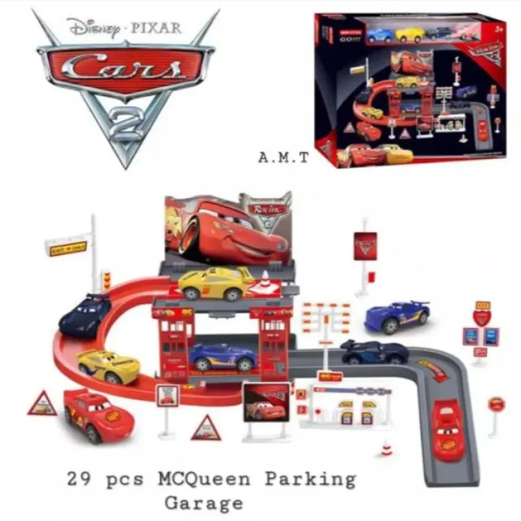 Lightning Mcqueen Racing Track Parcking Garage Car Set