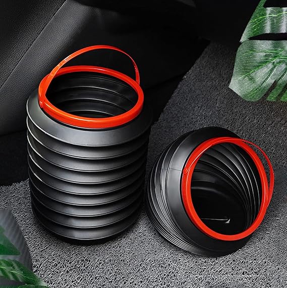 Wolpin mini car trash bin can holder dustbin foldable retractable