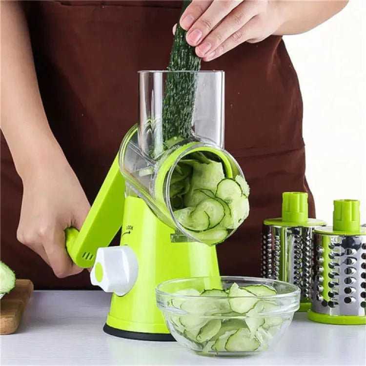 Manual rotary tabletop drum grater green