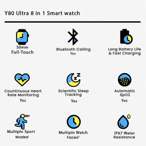 Y80 8 in 1 Ultra Smart Watch